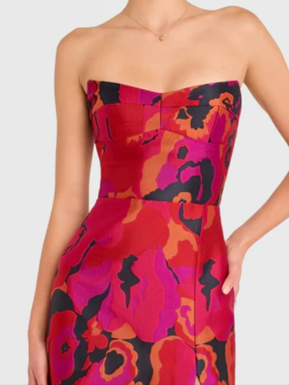 NWT Amanda Uprichard Ivy Structured Strapless Midi in Floral Pink/Multi - Sz XS - Picture 8 of 9